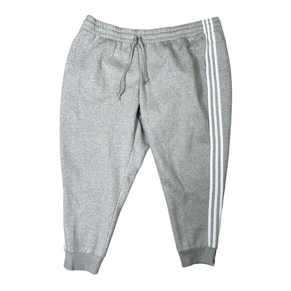 Adidas Men’s 4X Gray Fleece Joggers Pants Slim Fit Stretch Striped Athletic NWT - Picture 1 of 11